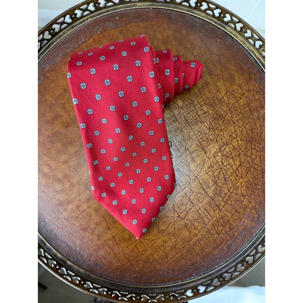 Vintage Jacques Perre Custom Cravats‎ Red Dotted Necktie Menswear 100% silk Tie